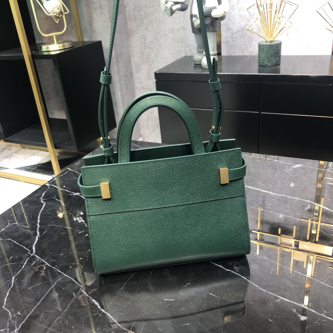 Saint Laurent Manhattan Box Nano Calfskin Shoulder Bag Handbag Green 593741 